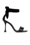 Manolo Blahnik Chastana 105 Suede-trimmed Leather Sandals In Black