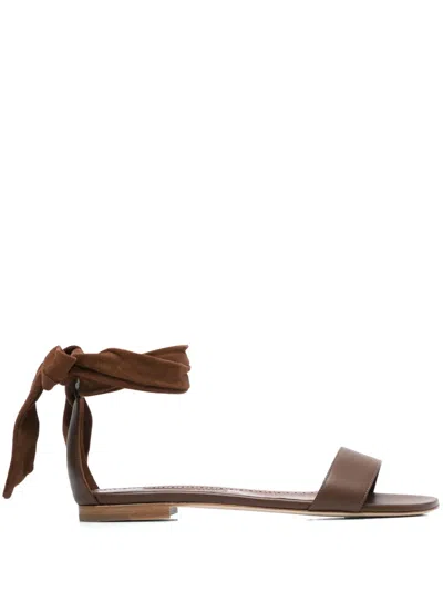 Manolo Blahnik Chastana Sandals In Brown