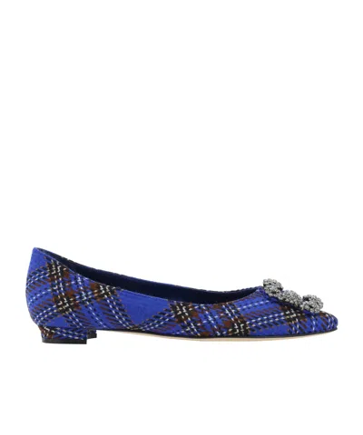 MANOLO BLAHNIK CHECKED BALLET SHOES
