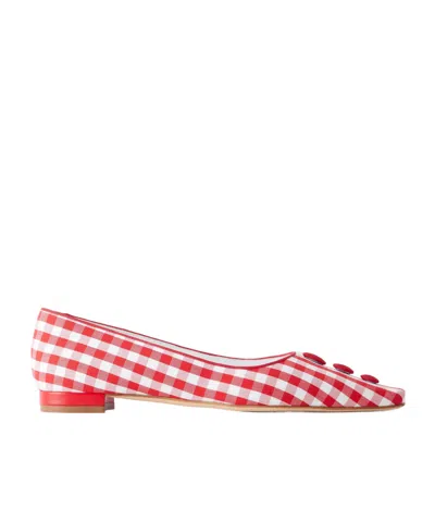 Manolo Blahnik Checked Woven Ballet Flats In Pink