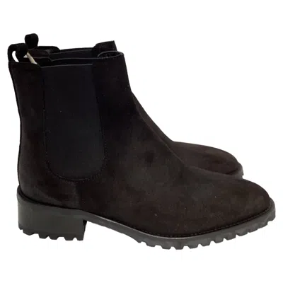 Manolo Blahnik Chelata Chelsea Boots In Black Suede In Brown