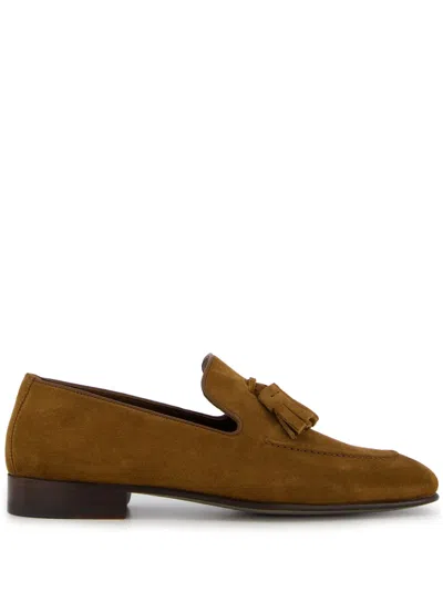 Manolo Blahnik Chester Suede Loafers In Brown
