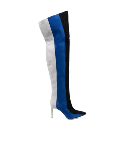 Manolo Blahnik Chicuyuhi 85mm Suede Thigh-boots In Blue