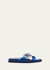 MANOLO BLAHNIK CHILANGHI CRYSTAL BUCKLE SLIDE SANDALS