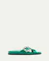 Manolo Blahnik Chilanghi Crystal Buckle Slide Sandals In Bright Green