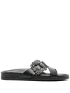 MANOLO BLAHNIK CHILANGHI LEATHER SLIDES