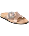 Manolo Blahnik Open Toe Satin Slippers With Embellished Detail In Beige
