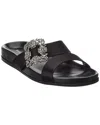 Manolo Blahnik Chilanghi Crystal Buckle Slide Sandals In Black
