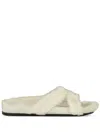 Manolo Blahnik Chilpa Double-strap Shearling Sandals In Neutral