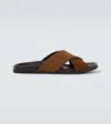 Manolo Blahnik Chiltern Suede Sandals In Brown