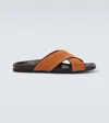 Manolo Blahnik Chiltern Suede Slides In Orange