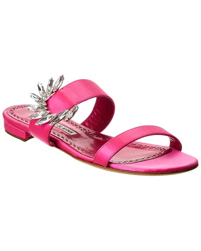 Manolo Blahnik Chivela 10 Satin Sandal In Pink