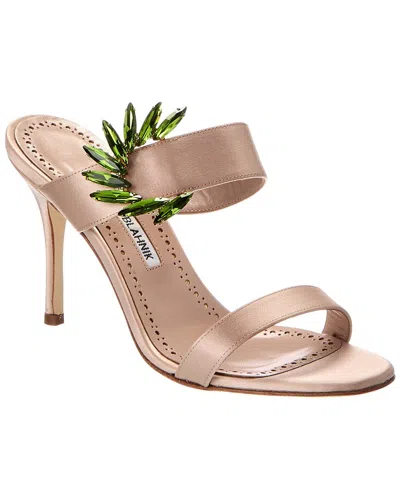 Manolo Blahnik Chivela 90 Satin Sandal In Neutral