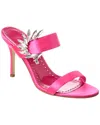 Manolo Blahnik Chivela Crystal Two-band Slide Sandals In Pink