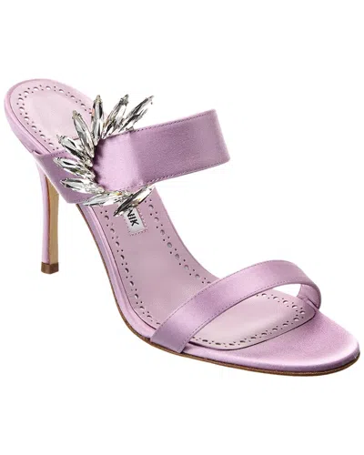 Manolo Blahnik Chivela 90 Satin Sandal In Purple