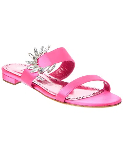 Manolo Blahnik Chivela Satin Sandal In Pink