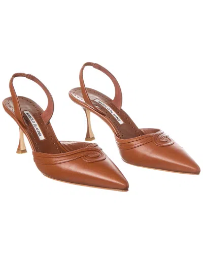 MANOLO BLAHNIK MANOLO BLAHNIK CHONGASLI 70 LEATHER SLINGBACK PUMP (AUTHENTIC PRE-OWNED)