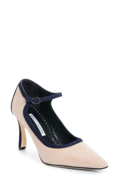 Manolo Blahnik Churla Ankle Strap Pump In Neutral