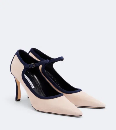 Manolo Blahnik Churla Suede Mary Jane Pumps In Multi