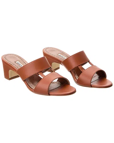 MANOLO BLAHNIK MANOLO BLAHNIK CHUS 50 LEATHER SANDAL (AUTHENTIC PRE-OWNED)