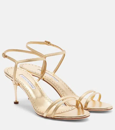 Manolo Blahnik Ciagalo 70 Metallic Leather Sandals In Gold
