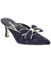 Manolo Blahnik Cicolu 70 Silk & Leather Mule In Blue