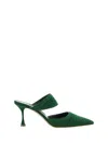 Manolo Blahnik Circeamu 070 Suede Mule Shoes In Dgrn