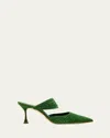 Manolo Blahnik Circeamu 070 Suede Mule Shoes In Dark Green