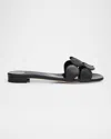Manolo Blahnik Circle-cut Leather Flat Slide Sandals In Black
