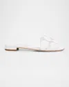 Manolo Blahnik Circle-cut Leather Flat Slide Sandals In White
