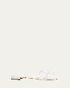 Manolo Blahnik Circle-cut Leather Flat Slide Sandals In White