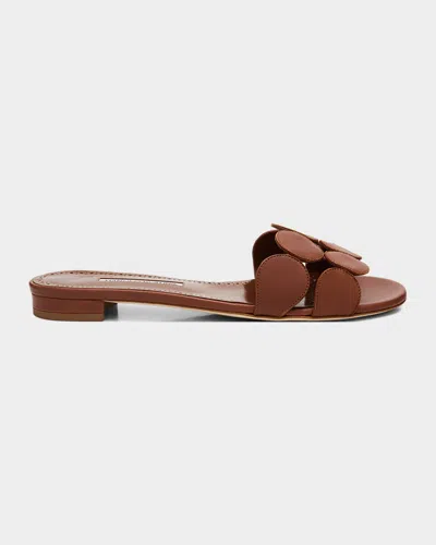 Manolo Blahnik Circle-cut Leather Slide Sandals In Mbrw2107