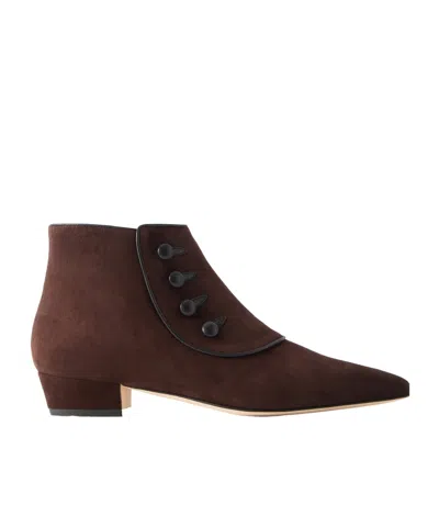 Manolo Blahnik Classic Cuffed Ankle Boots In Brown