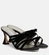 Manolo Blahnik Clementel 70 Velvet-trimmed Satin Mules In Black