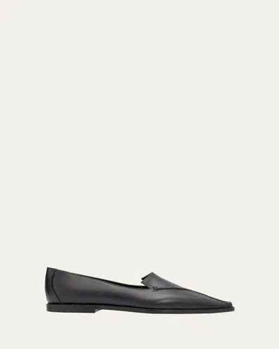 Manolo Blahnik Cleofelo Leather Flats In Black