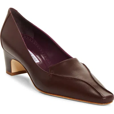 Manolo Blahnik Cleofelo Loafer Pump In Burgundy