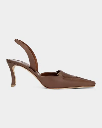 Manolo Blahnik Cleosli 70mm Leather Slingback Pumps In Multi
