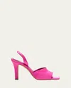 Manolo Blahnik Clotilde Silk Slingback Sandals In Bright Pink