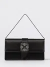 Manolo Blahnik Capri Clutch In Satin With Shoulder Strap In Black