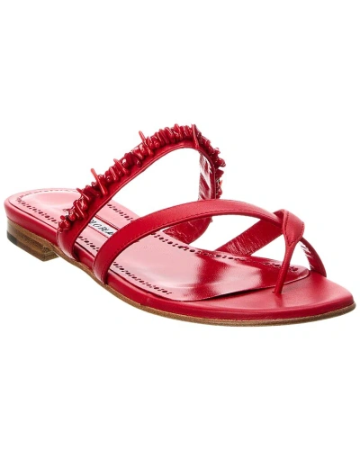 Manolo Blahnik Corasu Leather Sandal In Red