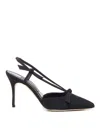 Manolo Blahnik Corintia 90 Bow-embellished Crepe De Chine Slingback Pumps In Negro
