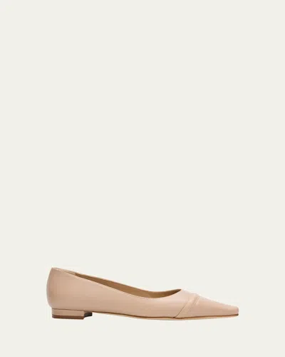 Manolo Blahnik Cotinu Leather Ballerina Flats In Neutral