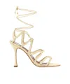 Manolo Blahnik Cream Leather Fawda Sandals In Gold