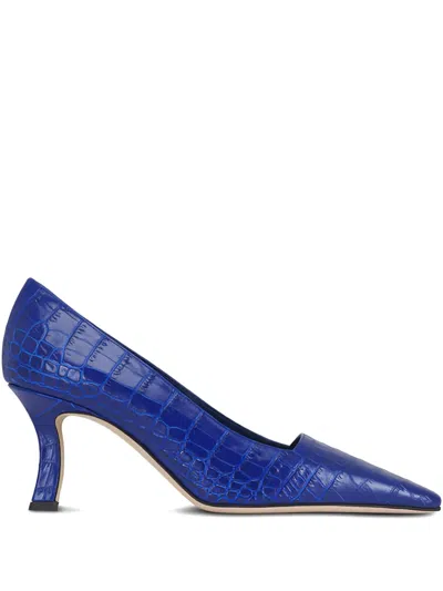 Manolo Blahnik Crocodile-effect Pumps In Blue