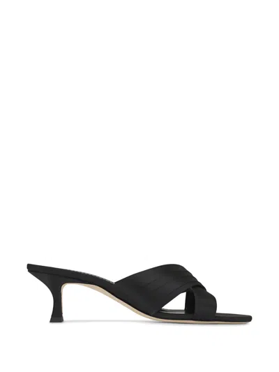 Manolo Blahnik Crossover Strap Sandals In Black