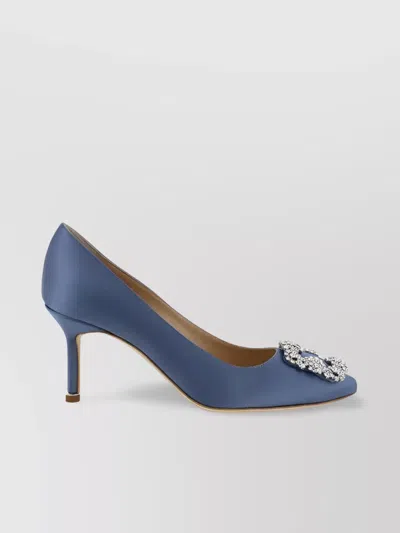 Manolo Blahnik Crystal Buckle Almond Toe Pumps