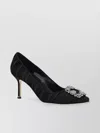 Manolo Blahnik Crystal Buckle Almond Toe Stiletto Pumps