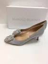 Manolo Blahnik Crystal Buckle High Heels In Gray