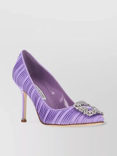 Manolo Blahnik Crystal Buckle Pleated Stiletto Pumps In Yoth