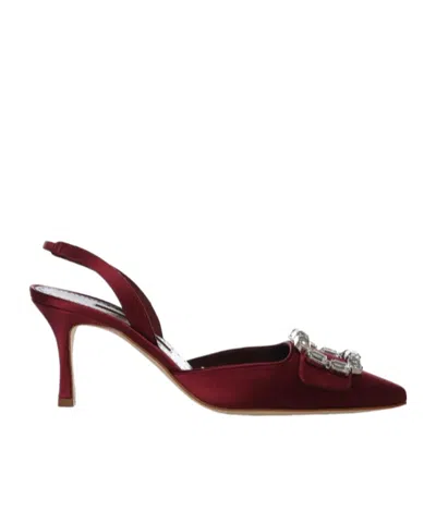 Manolo Blahnik Crystal Buckle Slingback Heeled Pumps In Multi